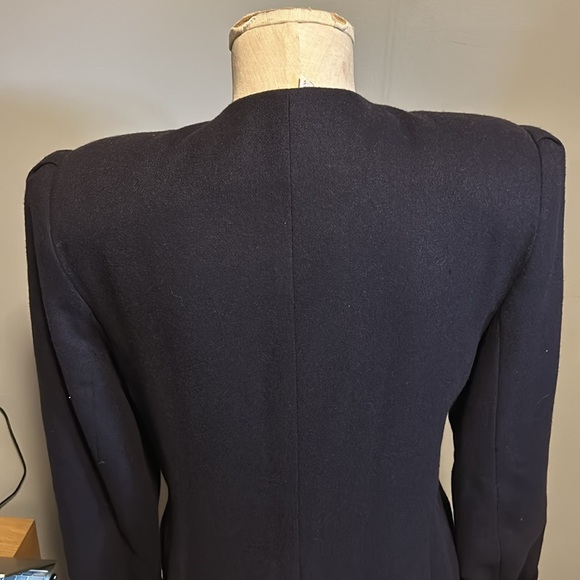 Oleg Cassini Vintage Navy collarless wool blazer single button size M/ L - Picture 6 of 16